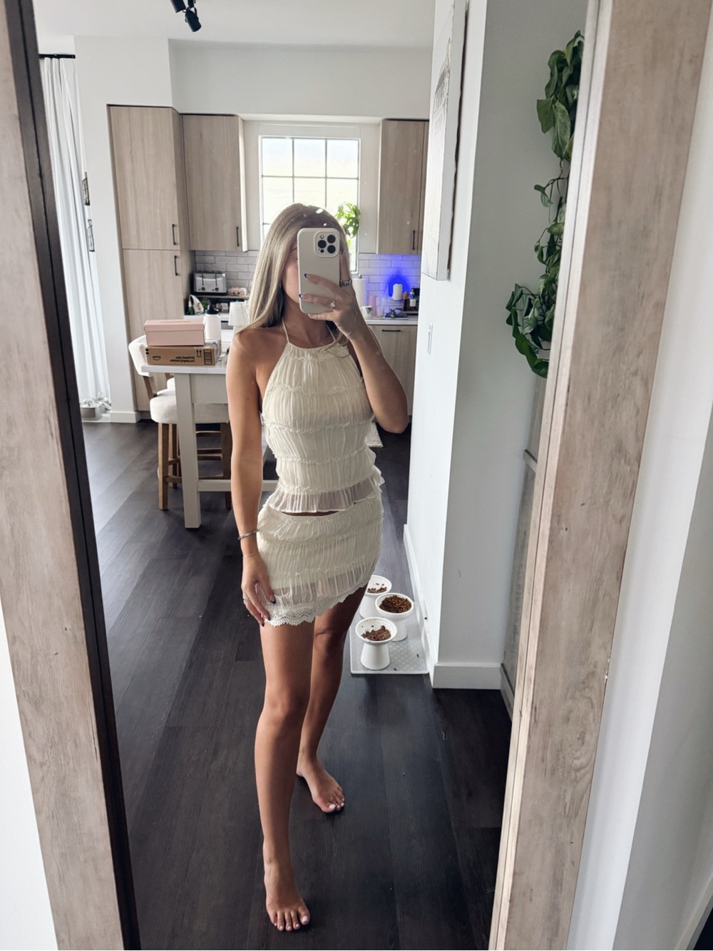 Shein Cream Halter Mini Set (Size XS)